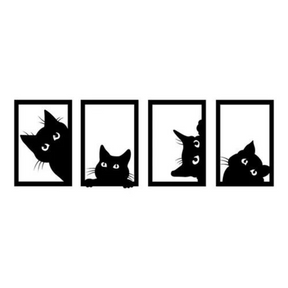 Kit 4 Quadros Vazados Gato Preto - AccoPet